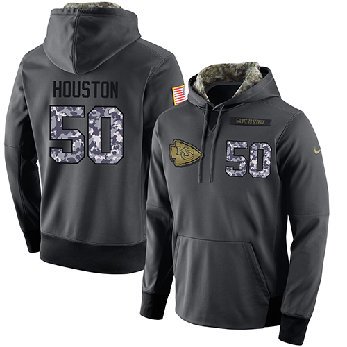 NFL Men's Nike Kansas City Chiefs #50 Justin Houston Stitched Black Anthracite Salute to Service Player Performance Hoodie - Click Image to Close